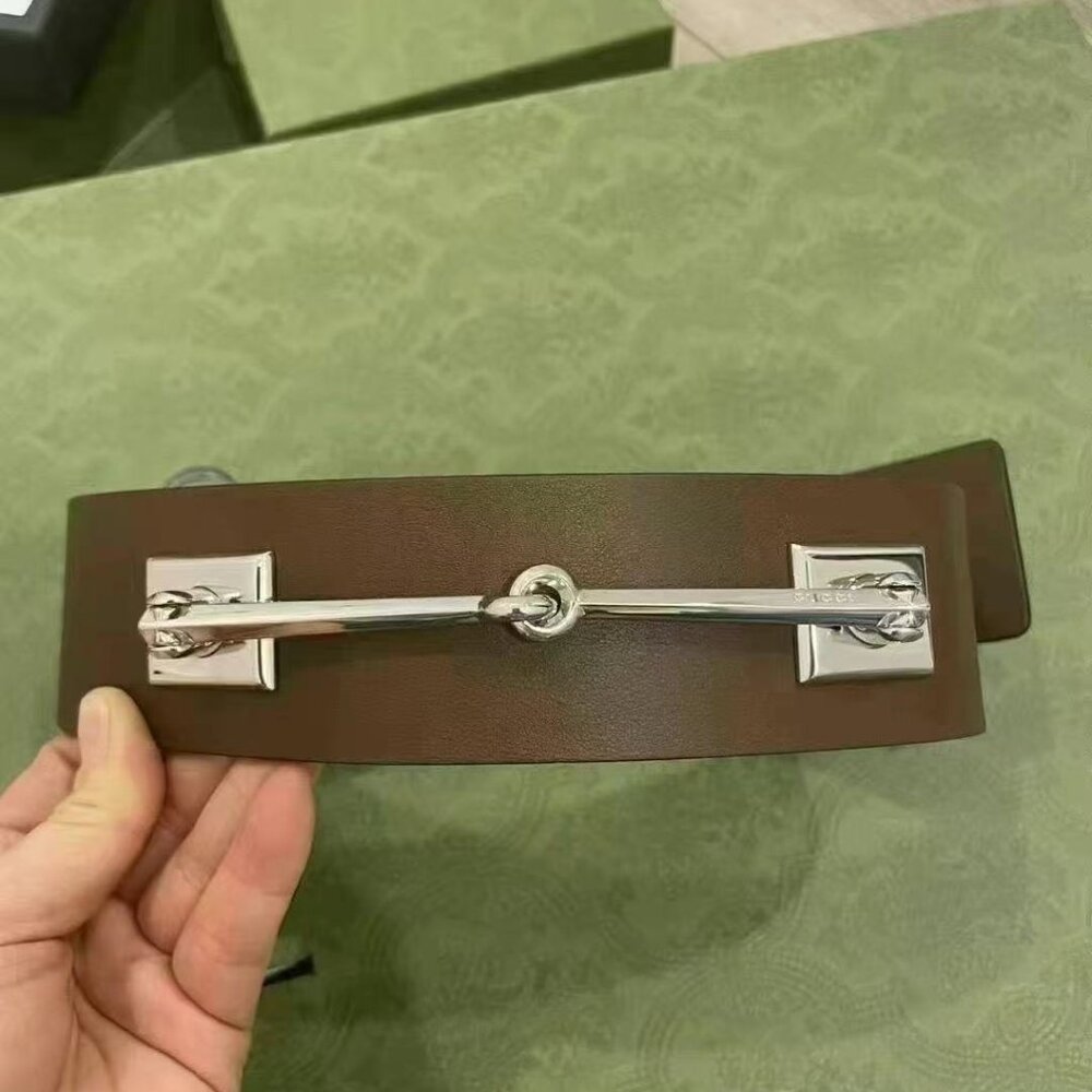 NWOT Authentic GUCCI Leather Horsebit Waist Belt, Brown - Picture 2 of 3